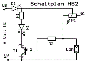Dämmerungs- Lichtsteuer Bausatz ohne- oder mit 9V-Batterie auswählbar, HS2