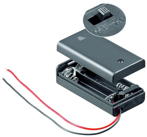 Batteriehalter, 2xAA mit Ein/Aus-Schalter, BC321