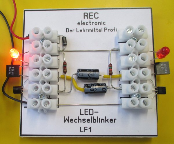 LED-Wechselblinker Bausatz-lötfreier Aufbau ohne- oder mit 9V-Batterie wählbar, LF1